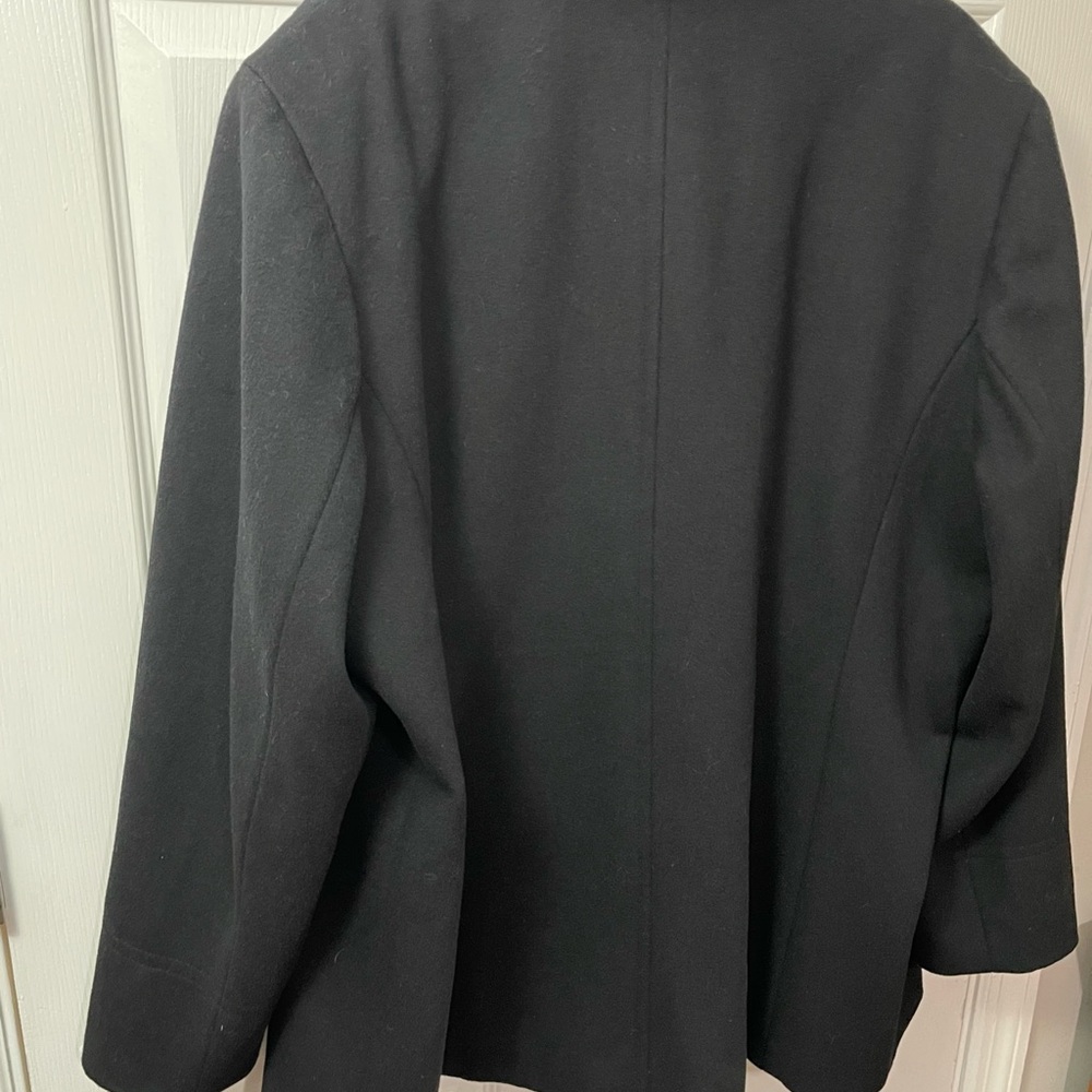 Calvin Klein Vintage Black Wool Cashmere Blend Peacoat Women's Approx SZ XL - Picture 7 of 15